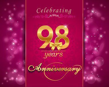 98 yıl yıldönümü kutlama parlak kartı, 98 canlı arka plan yıldönümü - vektör eps10