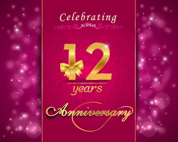 12 year anniversary celebration sparkling card, 12th anniversary vibrant background - vector eps10 — Stock Vector