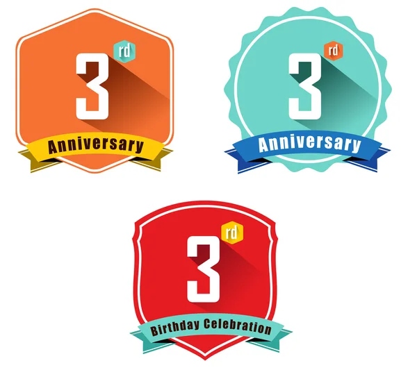 3er aniversario emblema decorativo — Vector de stock