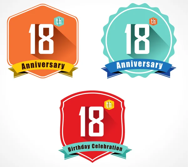 18 aniversario emblema decorativo — Vector de stock