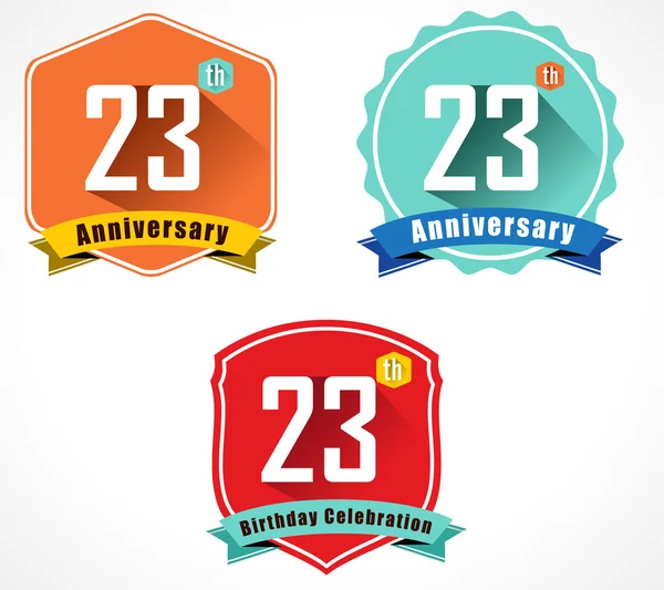 23e verjaardag decoratieve embleem — Stockvector