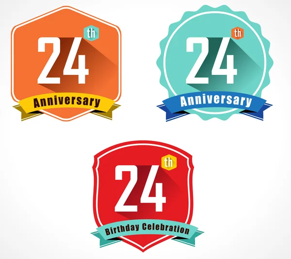 24 aniversário emblema decorativo — Vetor de Stock