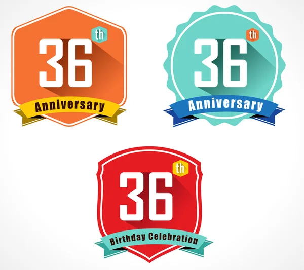 36 anniversario emblema decorativo — Vettoriale Stock