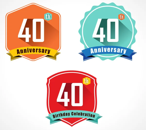 40º aniversario emblema decorativo — Vector de stock