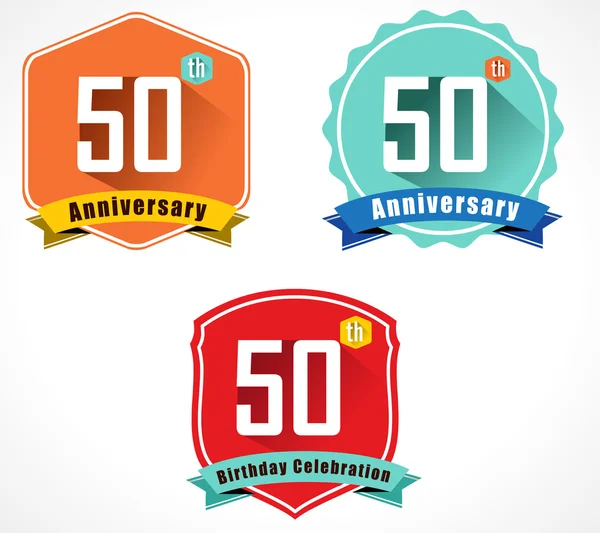 50th aniversário emblema decorativo — Vetor de Stock