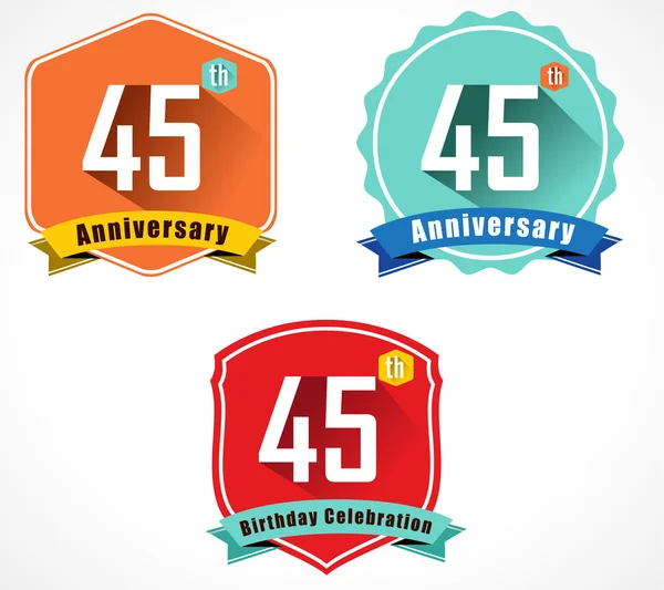 45 aniversário emblema decorativo — Vetor de Stock