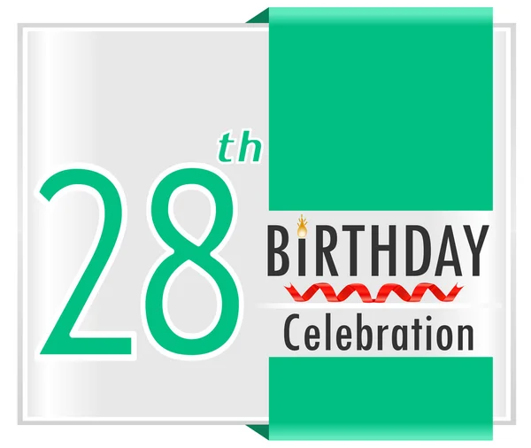 Tarjeta de cumpleaños feliz 28 años — Vector de stock