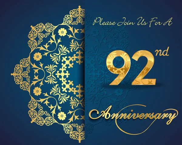 92 anni anniversario — Vettoriale Stock