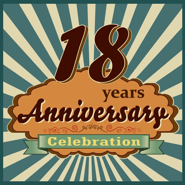 18 years anniversary — Stock Vector