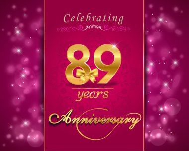 89 yıl yıldönümü kutlama parlak kartı