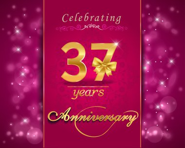 37 year anniversary celebration sparkling card clipart