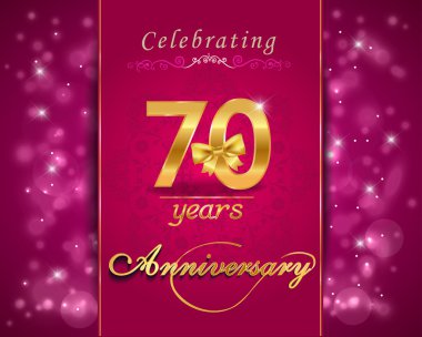 70 yıl yıldönümü kutlama parlak kartı