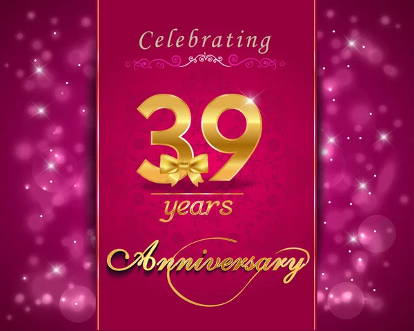 39 year anniversary celebration sparkling card — Stock Vector