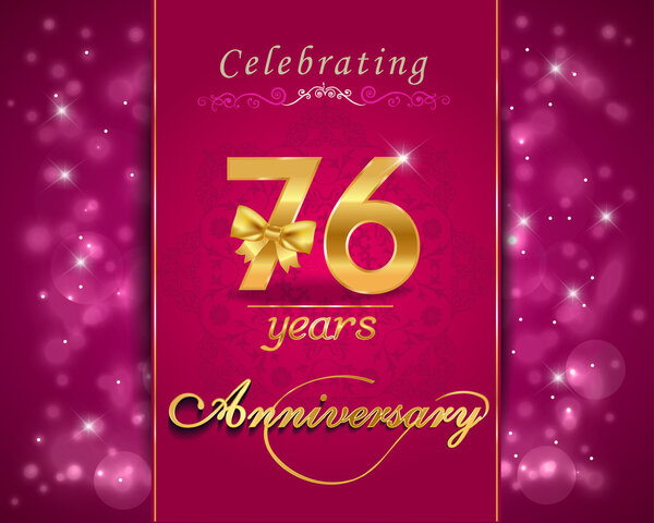 76 year anniversary celebration sparkling card
