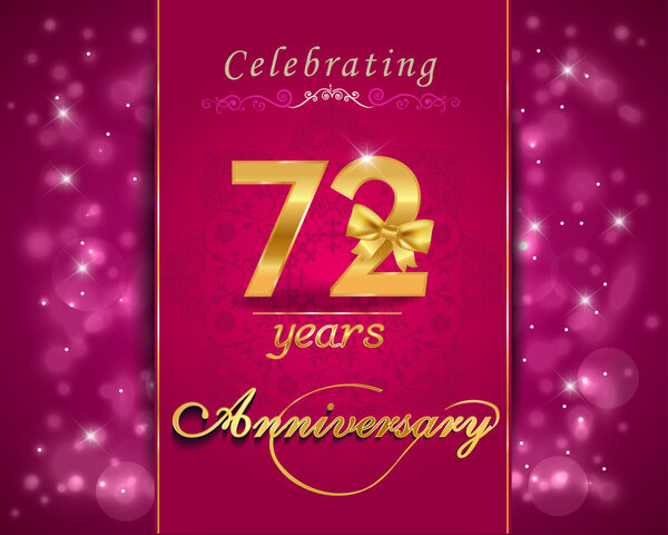 72 year anniversary celebration sparkling card