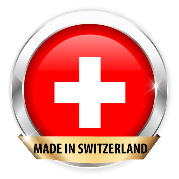 Hergestellt in der Schweiz silbernes Abzeichen — Stockvektor
