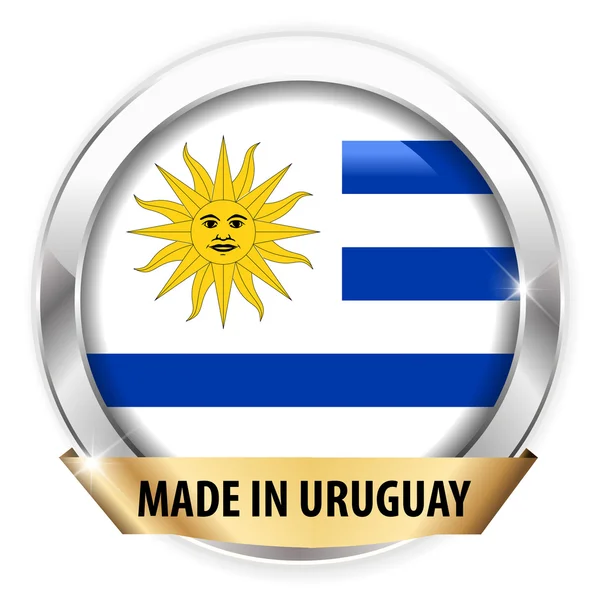 Made in uruguay silver badge — Stock Vector