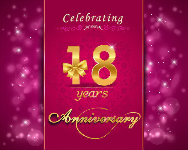 18 year anniversary celebration sparkling card