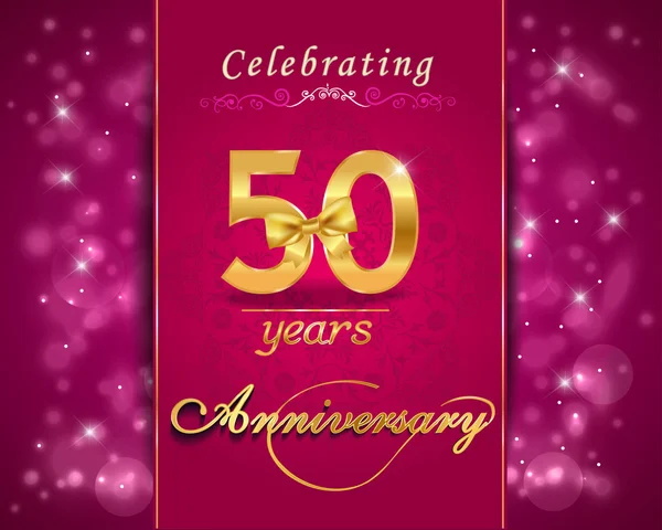 50 年記念お祝いスパーク リング カード — ストックベクタ