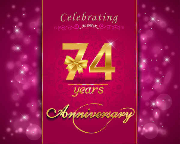 74 year anniversary celebration sparkling card