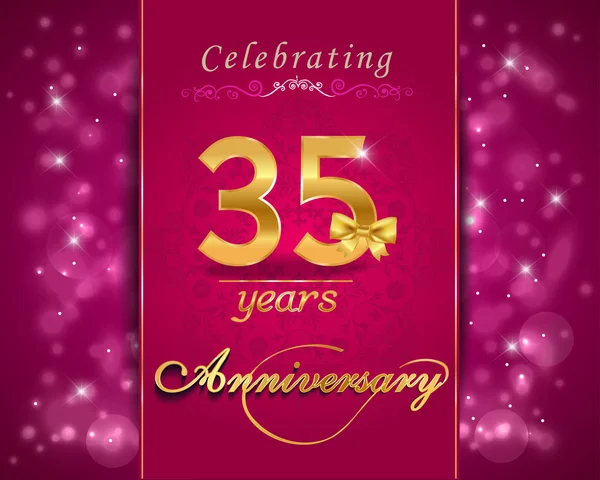 35 year anniversary celebration sparkling card — Stock Vector