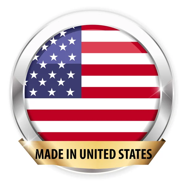 Vyrobené ve Spojených státech Usa stříbrný odznak — Stockový vektor