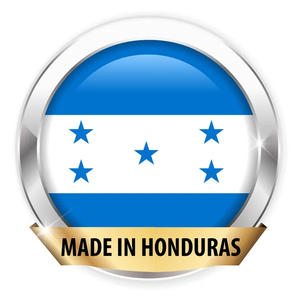 Feito em prata honduras botão distintivo isolado —  Vetores de Stock