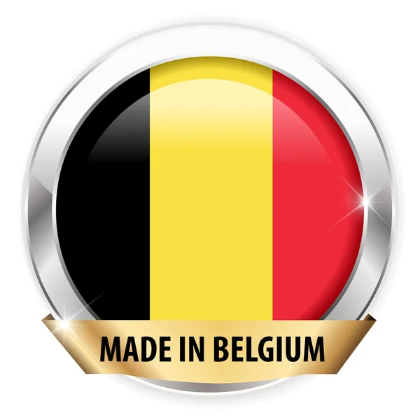 Badge Argent Made In Belgium — Image vectorielle