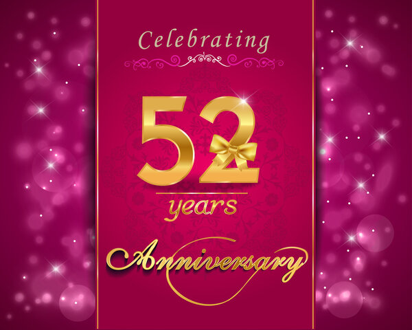 52 year anniversary celebration sparkling card