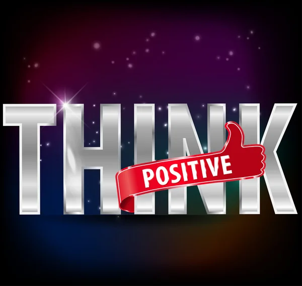 Think positive silver text with thumbs up sign — Stock Vector