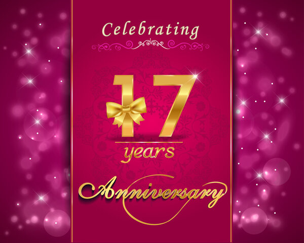 17 year anniversary celebration sparkling card