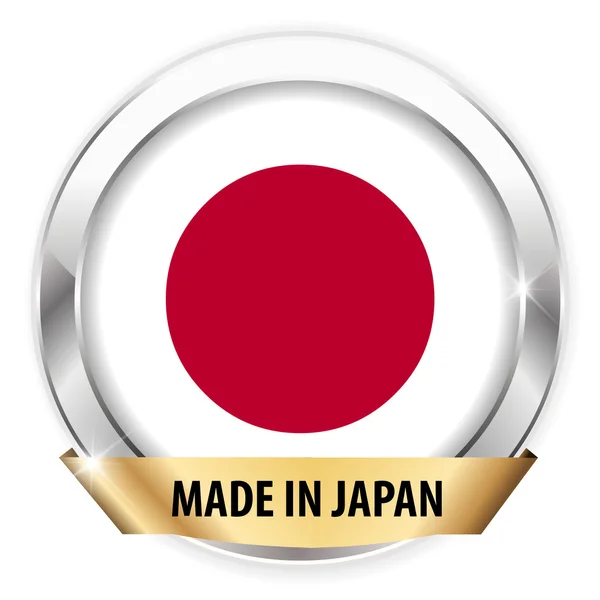 Gemaakt in japan zilveren badge — Stockvector
