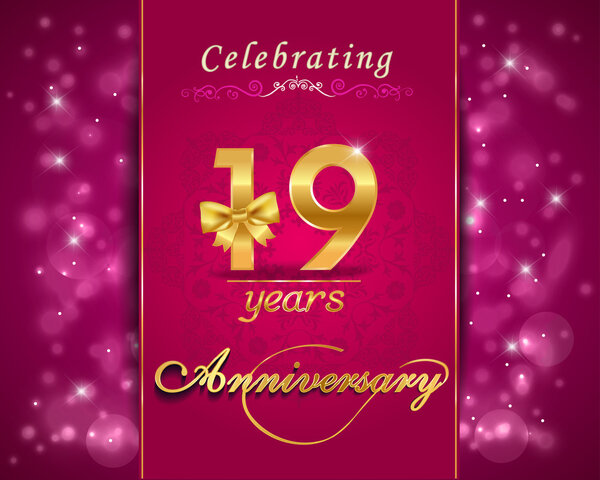 19 year anniversary celebration sparkling card