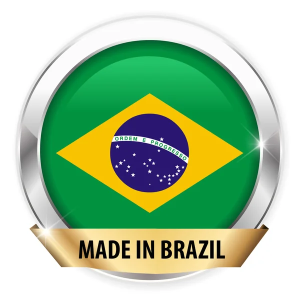 Made In Brasil Emblema de prata — Vetor de Stock