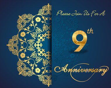 9 yıl yıldönümü kutlama desen