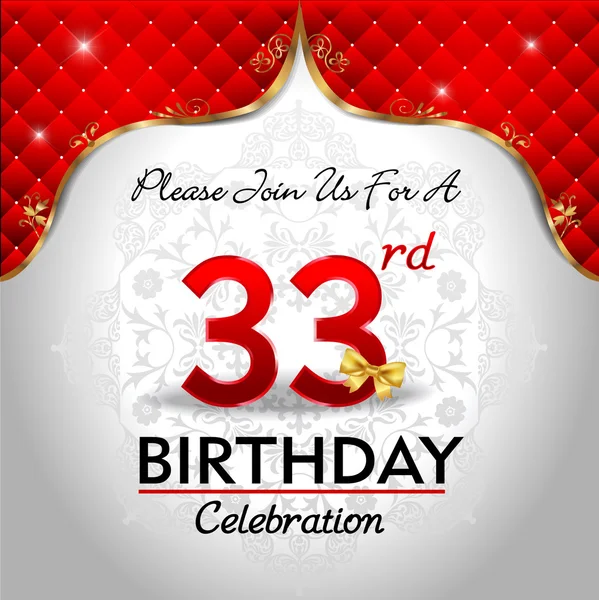 Celebrating 33 years birthday — Stock Vector
