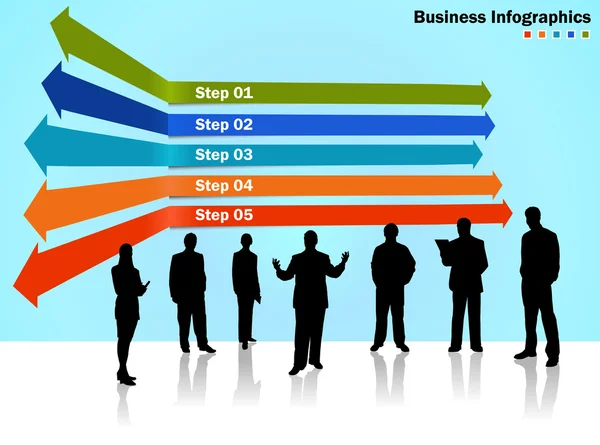 Bedrijfsgroei met volkeren silhouet — Stockvector