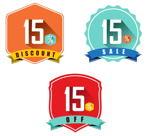 15 percent sale and discount — Stock Vector