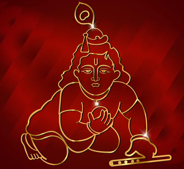 Trochu si s flétnou, hinduistický bůh Krišna kresby — Stockový vektor