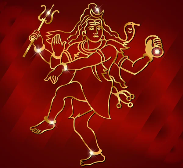 Hinduiska gudom lord Shiva en gnistrande röda bakgrund vektor eps-10 — Stock vektor