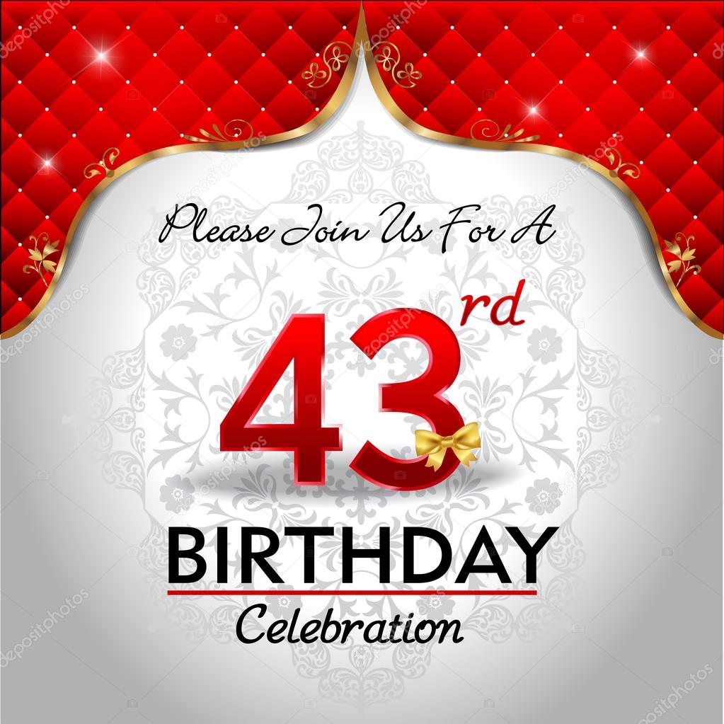 Celebrating 43 Years Birthday Stock Vector C Atulvermabhai