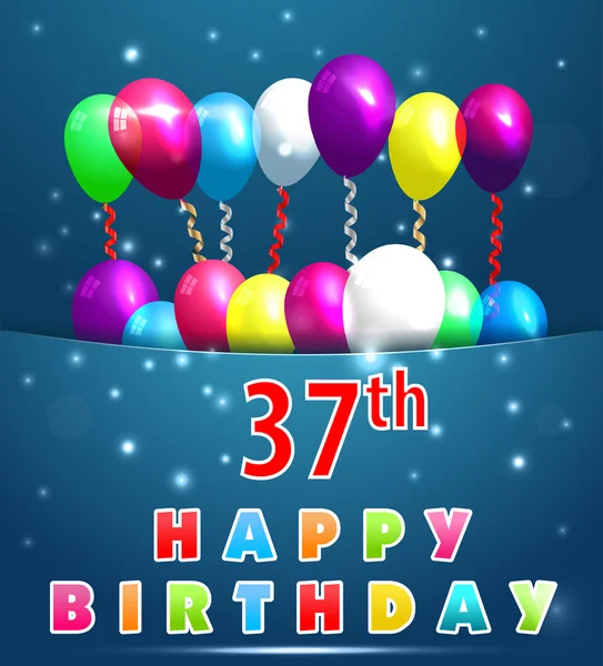 37 jaar Happy Birthday Card — Stockvector