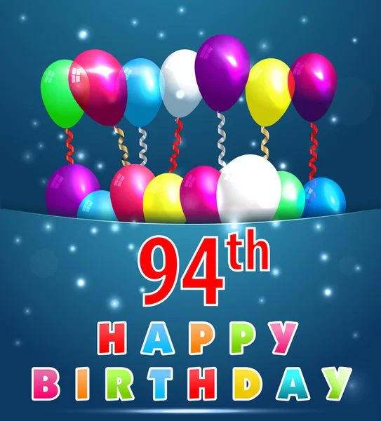 94 anno Buon Compleanno Card — Vettoriale Stock