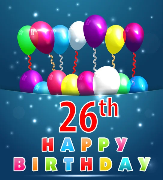 26 anno Buon compleanno Card — Vettoriale Stock