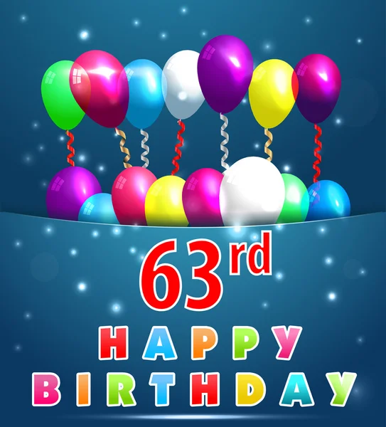 63 jaar Happy Birthday Card — Stockvector