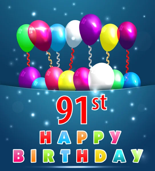 91 jaar Happy Birthday Card — Stockvector