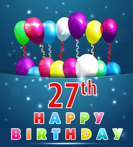Cartão de aniversário feliz de 27 anos — Vetor de Stock