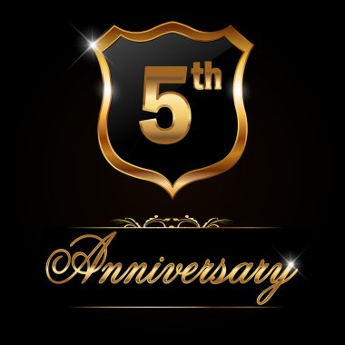 5 year anniversary golden label clipart