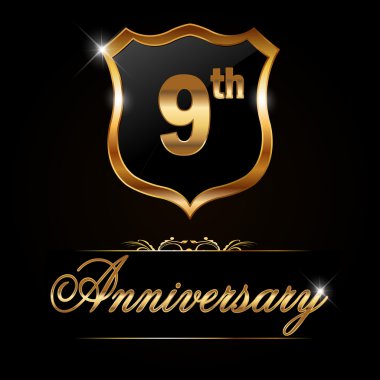 9 year anniversary golden label clipart