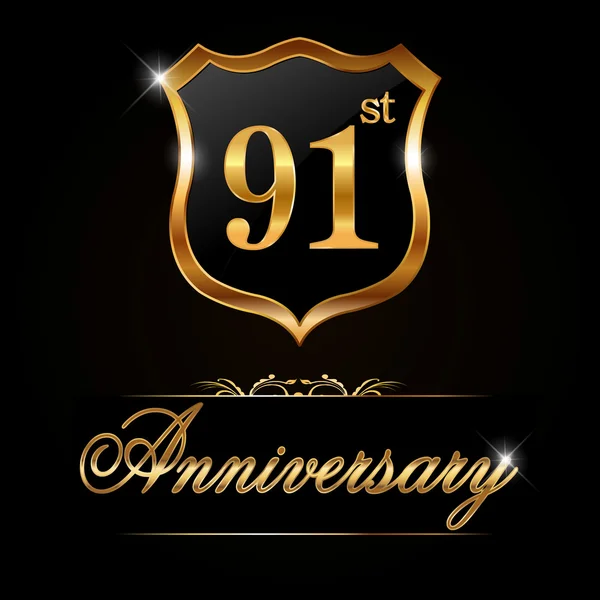 91 année label d'or anniversaire — Image vectorielle